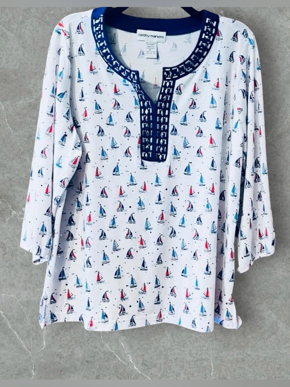 NWT Cathy Daniels Women’s Sailboat Print Top
